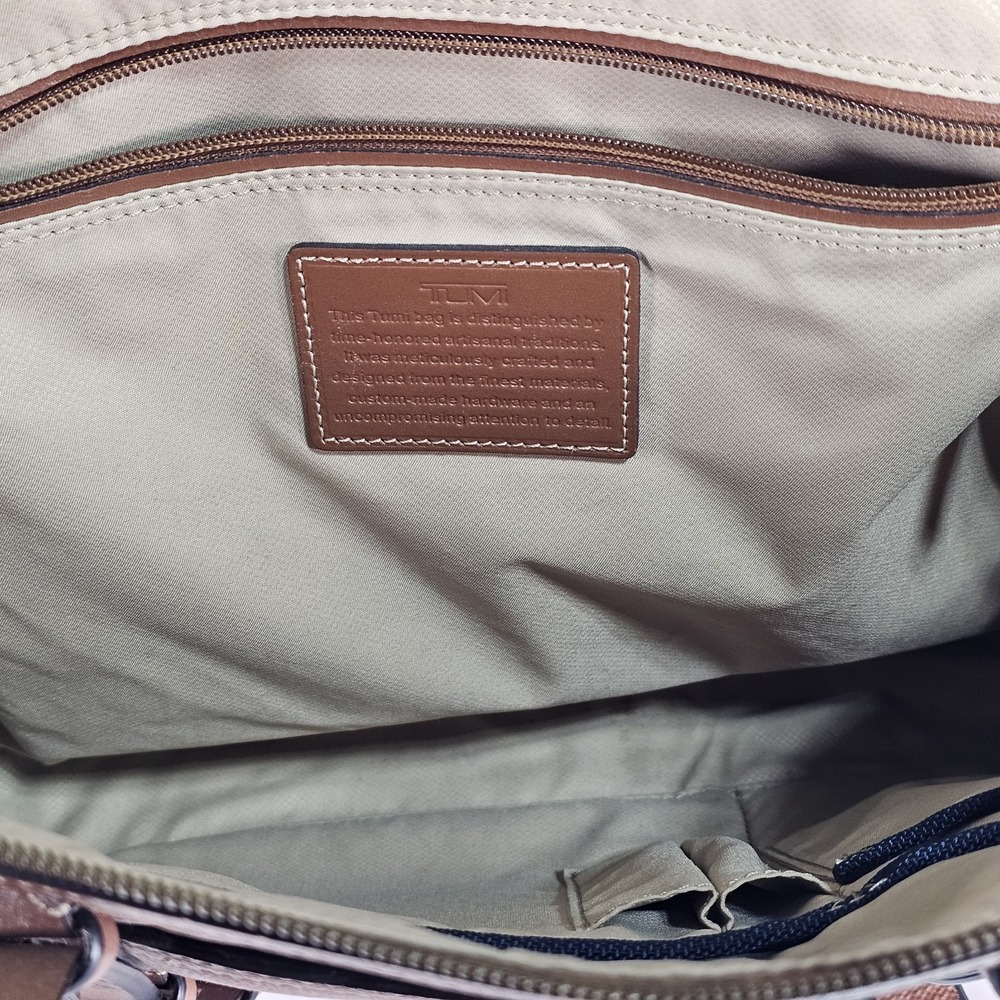 TUMI Business Bag 68917TN MISSION HARRISON Tan Leather Laptop Case Career Brown - Picture 15 of 16
